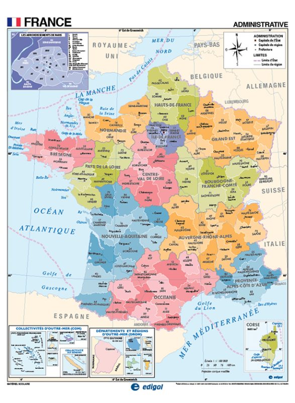 Laminated Map of France – International Books